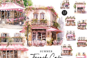 Summer French Cafe Clipart Bundle