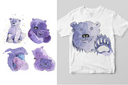 Watercolor Bears Clipart, an Animal Illustration by Novikova Lida (Thumbnail 4 of 4)