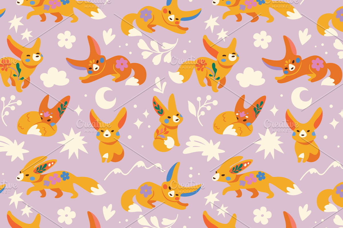 Fennec Foxes – Patterns & Stickers, a Pattern Graphic by PenguinHouse (Photo 2 of 8)