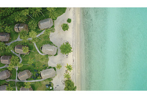Top down view bungalows huts, white, an Illustration by Goinyk