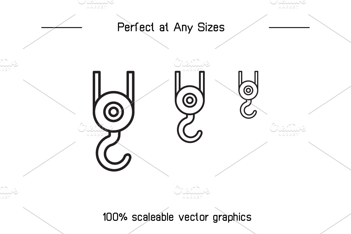Industrial Crane Hook Line Icons, an Outline Icon by Designfour (Photo 7 of 7)