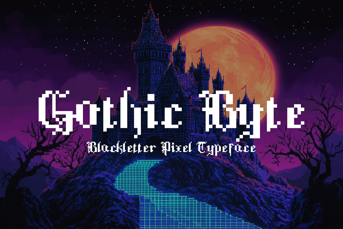 Gothic Byte - Blackletter 8Bit Type, a Blackletter Font by HipFonts (Photo 1 of 6)