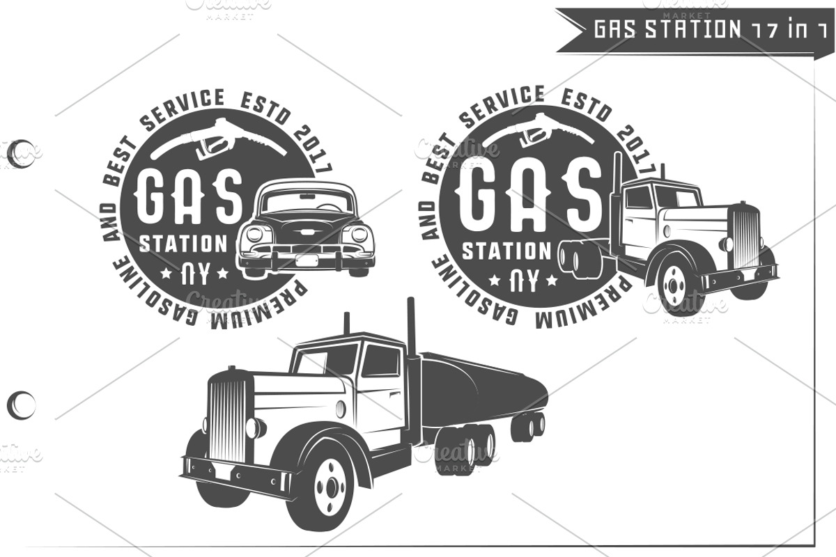 17 in 1 Set of Gas Station, a Transportation Illustration by Hadanello88 (Photo 2 of 4)