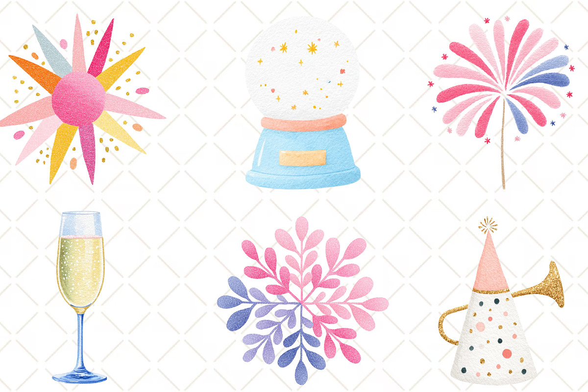 Glitter New Year Clipart, an Illustration by Black Bird Studio (Photo 4 of 6)