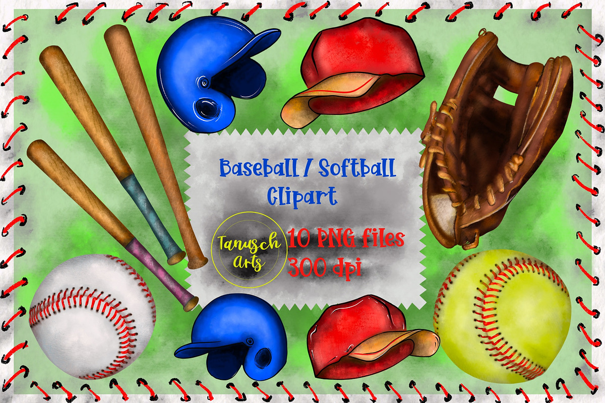 Baseball / Softball Clipart, an Illustration by TanuschArts (Photo 1 of 4)