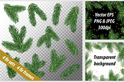 Fir tree branches vector set, a Decorative Illustration by MalinaShop (Thumbnail 1 of 5)