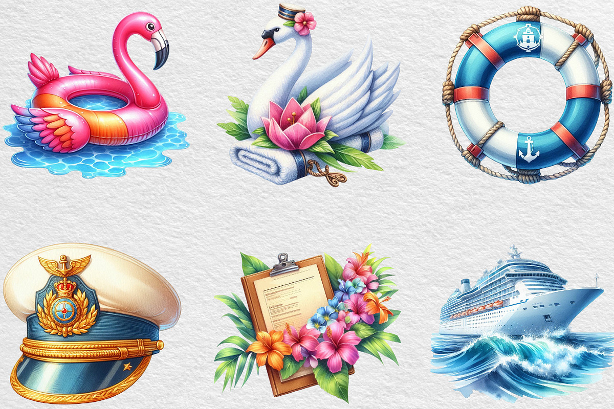 Cruise Adventure Summer Clipart, an Illustration by Black Bird Studio (Photo 2 of 6)