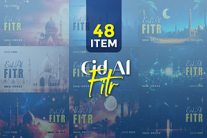 Eid al-Fitr bundle template, a Social Media Template by gstudiovect21
