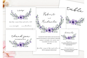 Modern Lavender Wedding Invitation