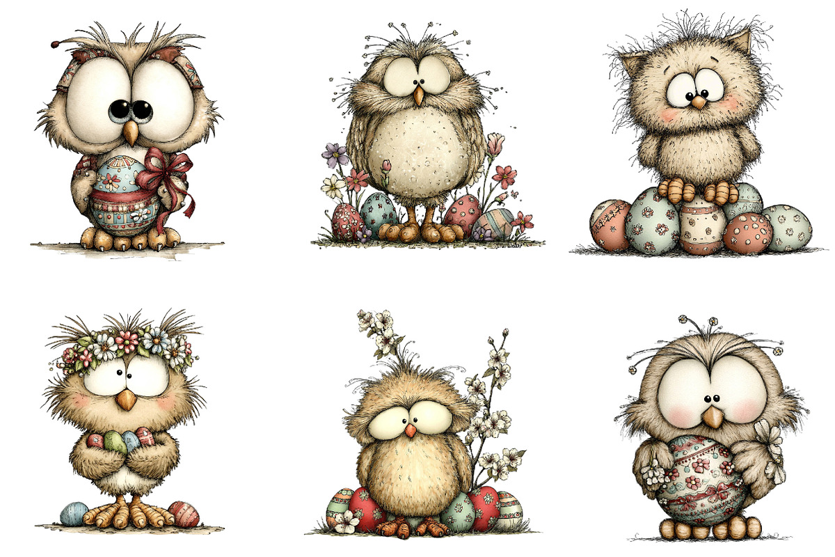 Whimsical easter owl clipart, an Illustration by CreationArt (Photo 3 of 7)
