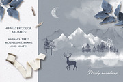 Misty mountains - watercolor clipart, a Decorative Illustration by long summer (Thumbnail 10 of 10)