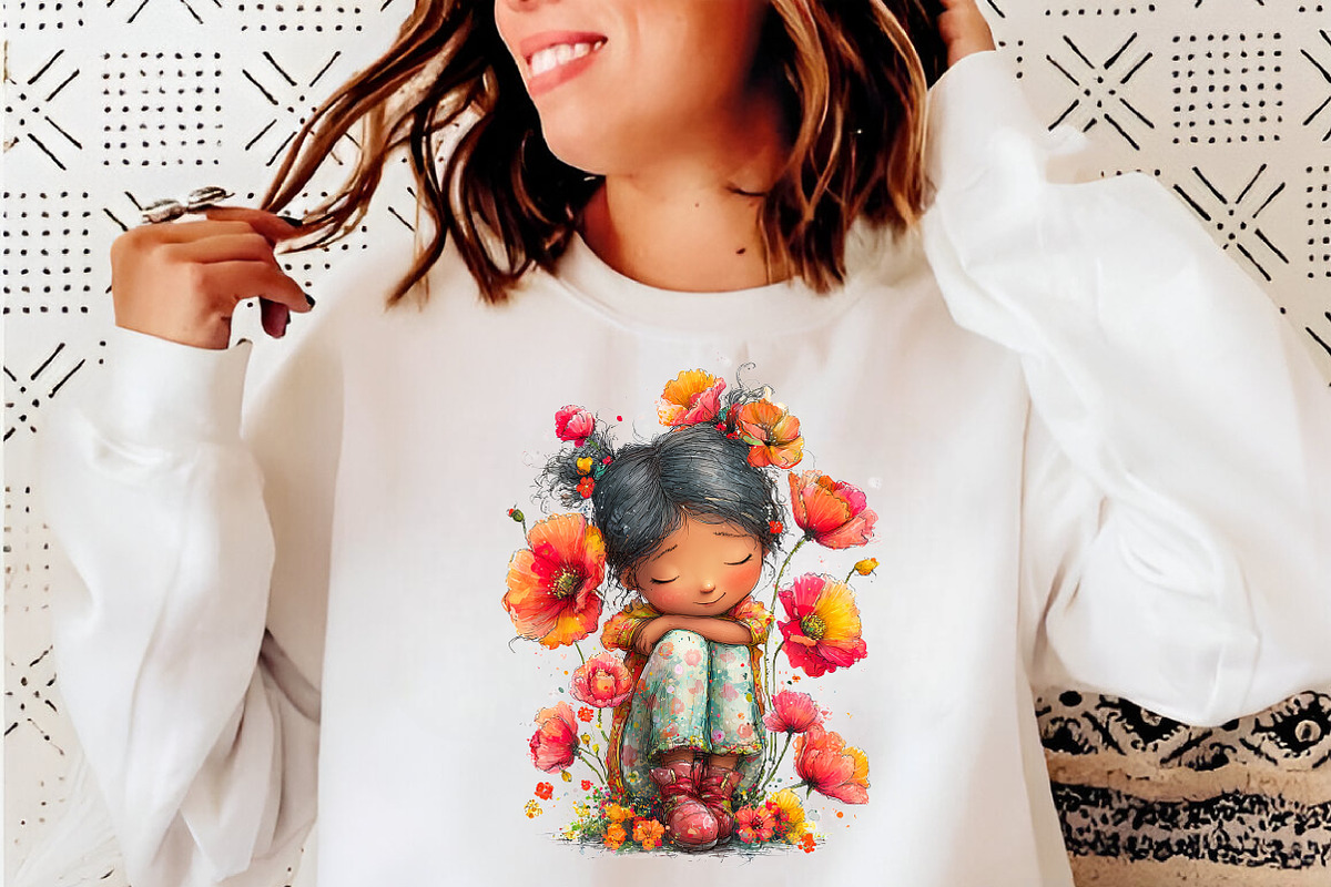 Whimsical girl and flower spring PNG, an Illustration by SinaCreation (Photo 10 of 11)