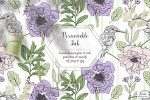 Periwinkle Inked Patterns & Motifs, a Pattern Graphic by Zeesi Design Garden