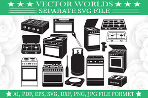 Stove Set SVG, Stove Set SVG, an Object Graphic by VectorWorlds