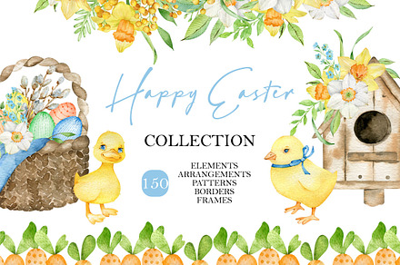Happy Easter Watercolor Collection