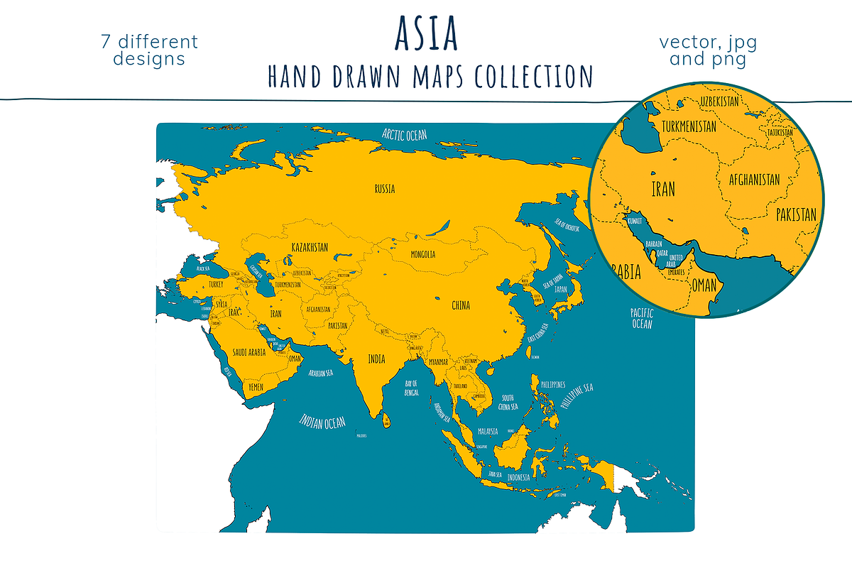 Asia Maps Collection, an Education Illustration by Illustrationsforteachers (Photo 4 of 8)