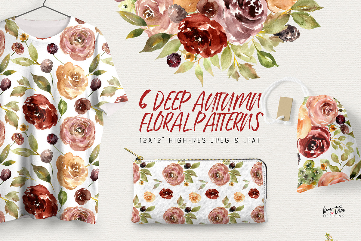 Deep Autumn Watercolor Flowers, an Illustration by Kim Thoa Designs (Photo 7 of 10)