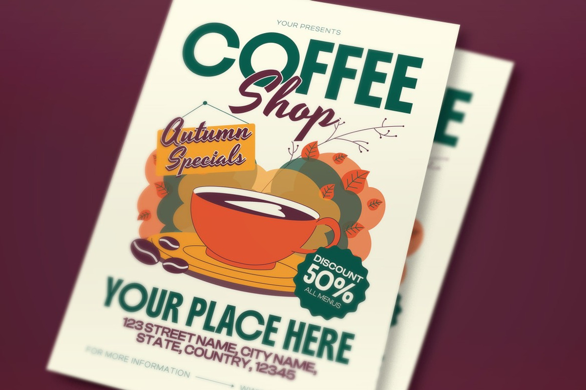 Coffee Shop Autumn Flyer preview 2