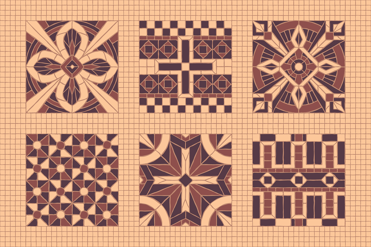 30x3 VINTAGE MOSAIC PATTERNS (BROWN), a Pattern Graphic by 2DFUNS (Photo 4 of 7)