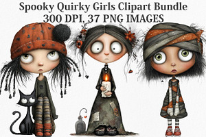 Spooky Quirky Girls Clipart Bundle, an Illustration by Canvas Craft
