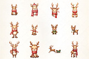 Christmas Reindeer with Scarf Clipar, an Illustration by CrexoraLab (Thumbnail 2 of 5)