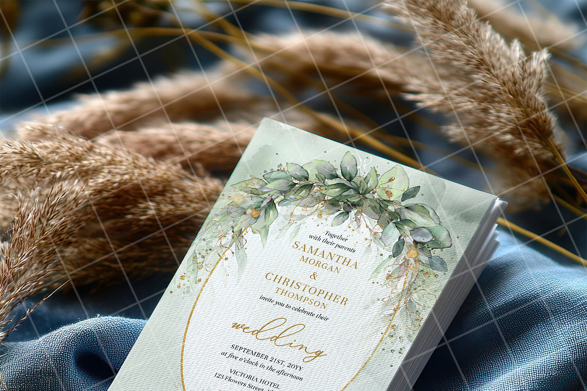 Blue 5x7 Invitation card mockup PSD, an Advertising Mockup by Blush Roses Print (Photo 7 of 8)