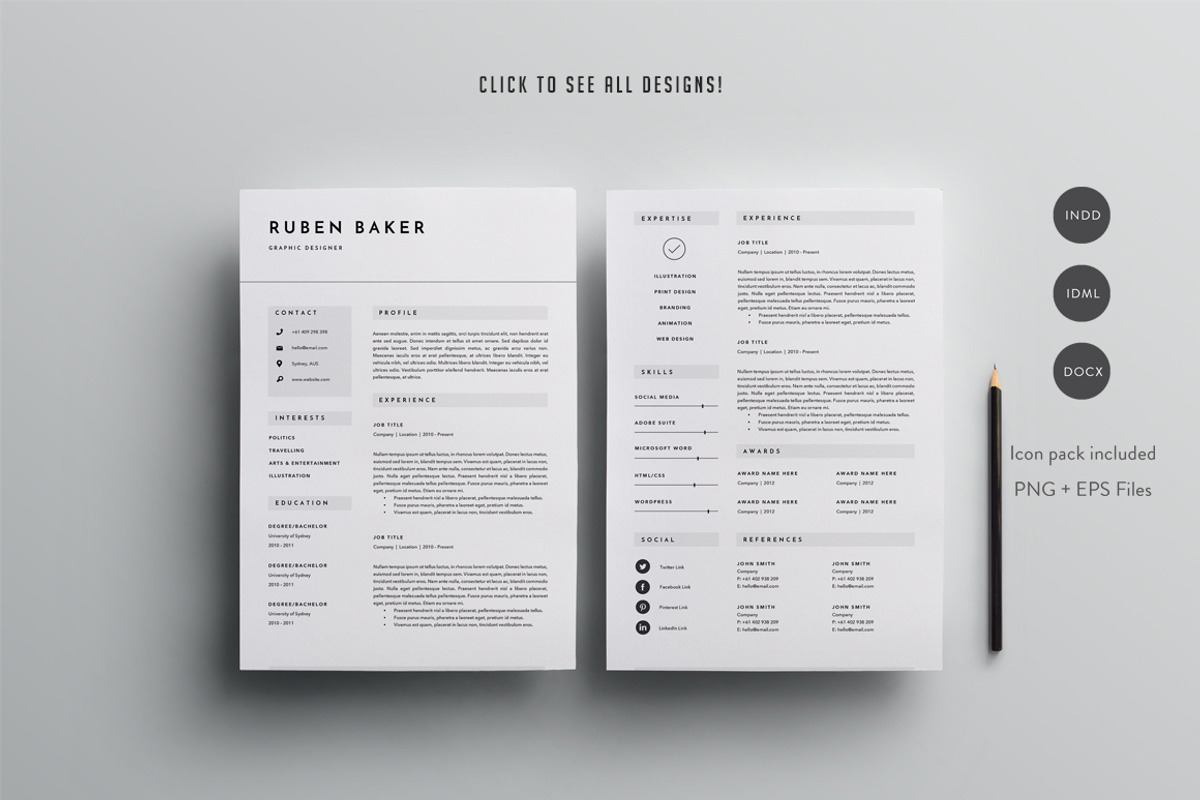 Major Resume BUNDLE | INDD + DOCX, a Resume Template by Basic Creations (Photo 2 of 2)
