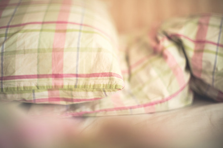 Pillow in the morning bed