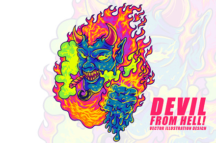 DEVIL ILLUSTRATION and FLAME PATTERN