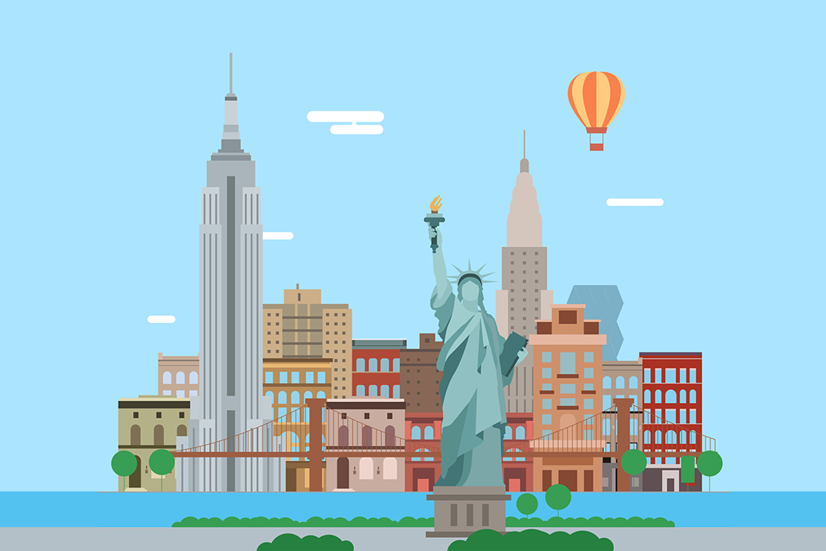 Flat style New York city, an Illustration by Fay_Francevna