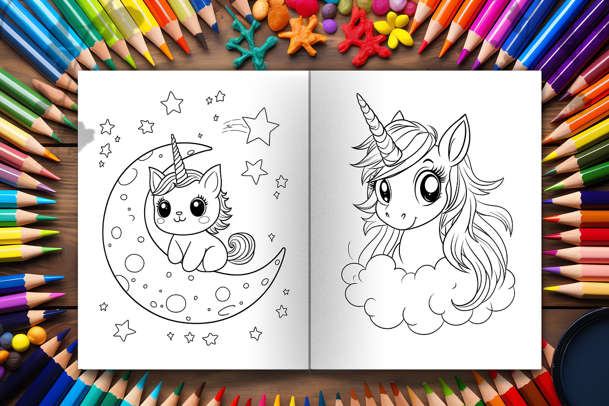 Cute Unicorn Coloring Book for Kids, an Animal Illustration by LA Design (Photo 3 of 8)