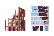 Broken ruined house buildings set, an Object Illustration by Good Studio (Thumbnail 2 of 14)