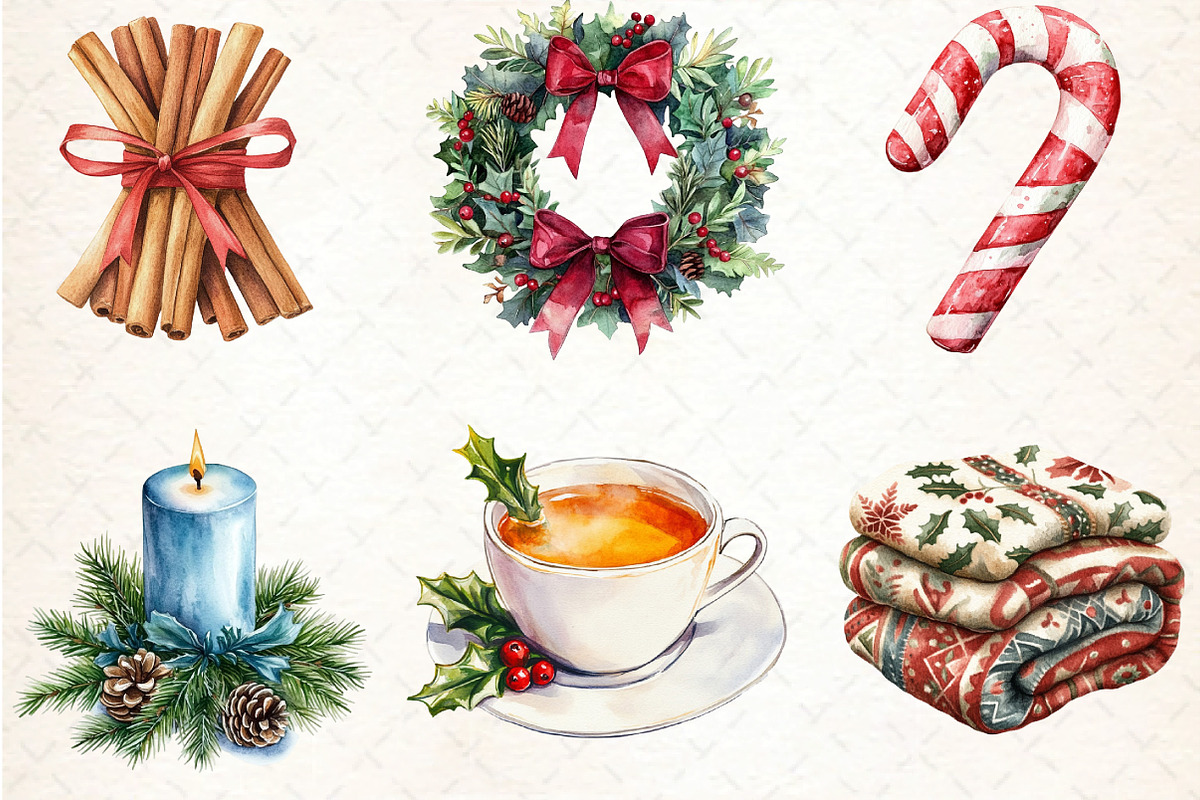 Watercolor Comfort Christmas Clipart, an Illustration by DreamCafeArt (Photo 3 of 5)