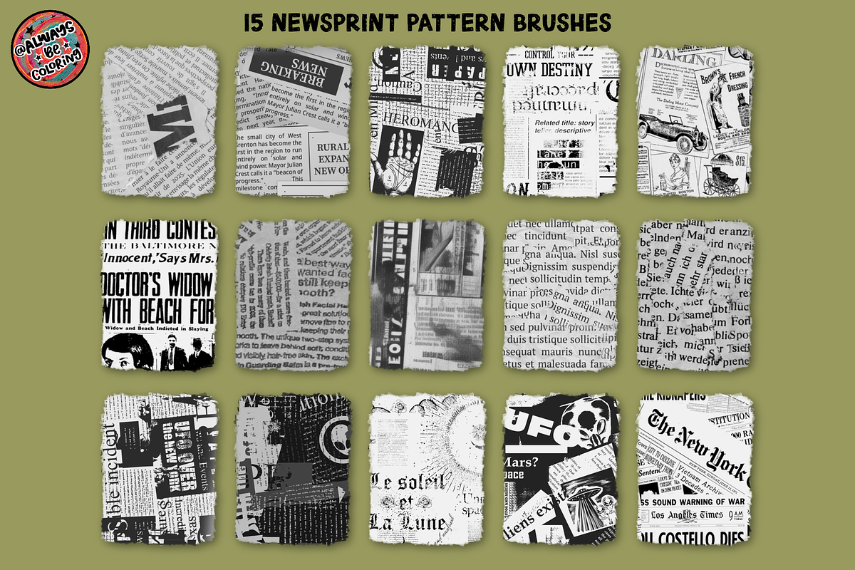 Procreate Vintage Patterns Brush Set, a Brush Add-On by AlwaysBeColoring (Photo 5 of 9)