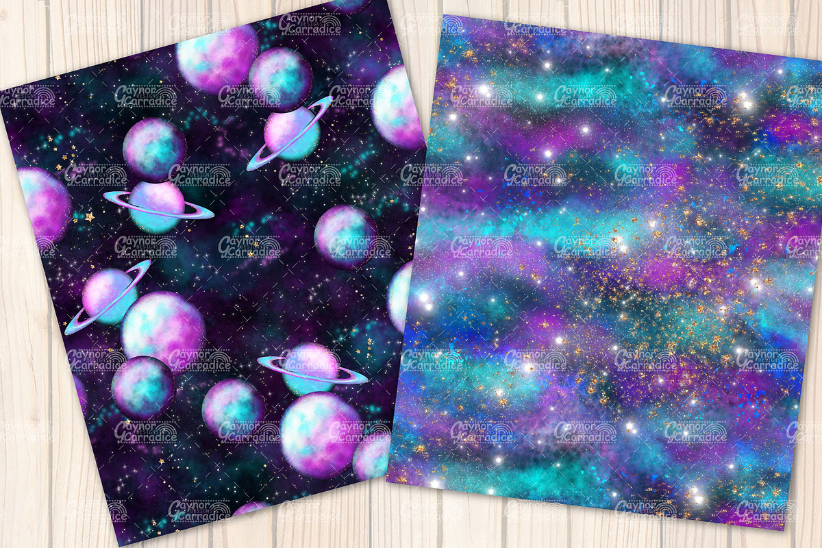 Watercolor galaxy seamless patterns, a Pattern Graphic by Gaynor ...