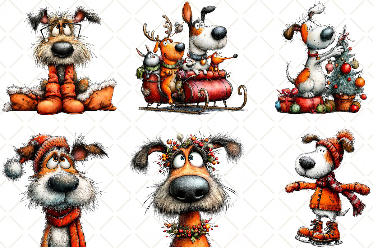 Whimsical Christmas Dog Clipart, an Animal Illustration by Black Bird Studio (Photo 6 of 6)