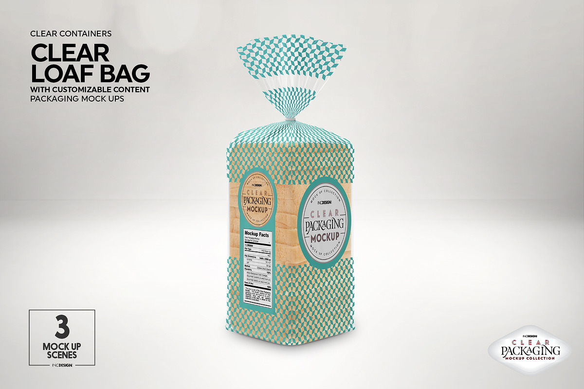 Clear Loaf/BreadBag Packaging Mockup, a Cups & Container Mockup by INCDesign (Photo 9 of 10)