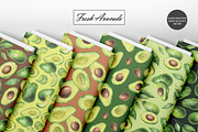 Watercolor Avocado Seamless Patterns, a Food Illustration by OlDm_Shop (Thumbnail 3 of 10)