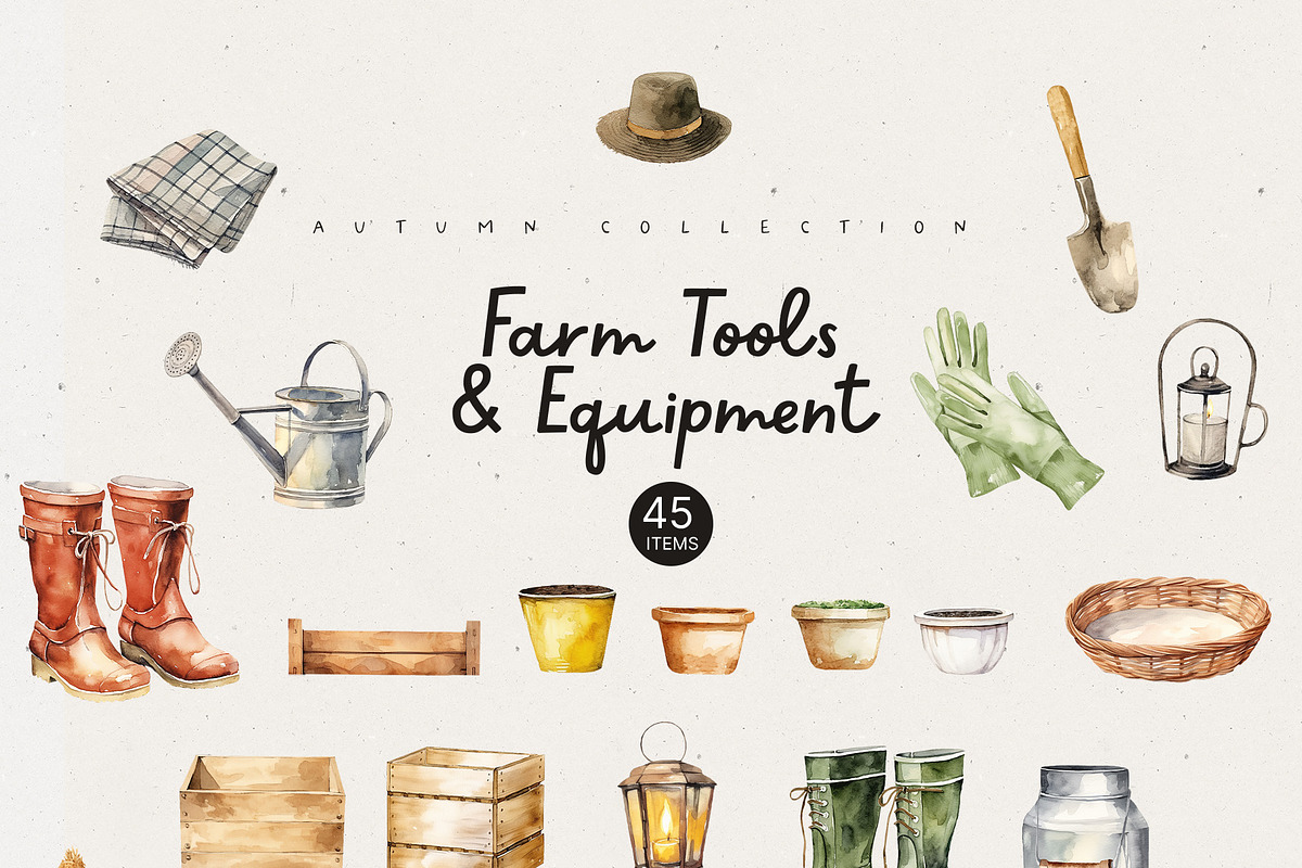 Farmhouse Harvest Watercolor Set, a Seasonal Illustration by Sunshine Art (Photo 3 of 10)