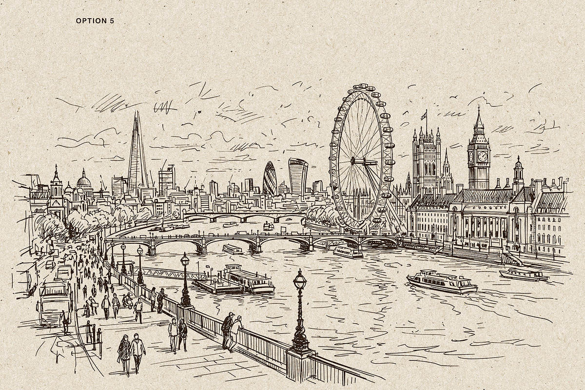 London Cityscape Hand-Drawn Vector, a Decorative Illustration by Alara Studio (Photo 7 of 8)