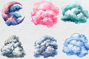 Watercolor Fluffy Clouds Clipart, an Illustration by Black Bird Studio (Thumbnail 4 of 6)