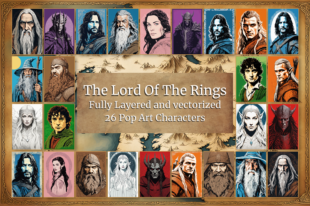 Middle Earth Pop Art Characters, a Decorative Illustration by The Dark Matter Art (Photo 1 of 4)