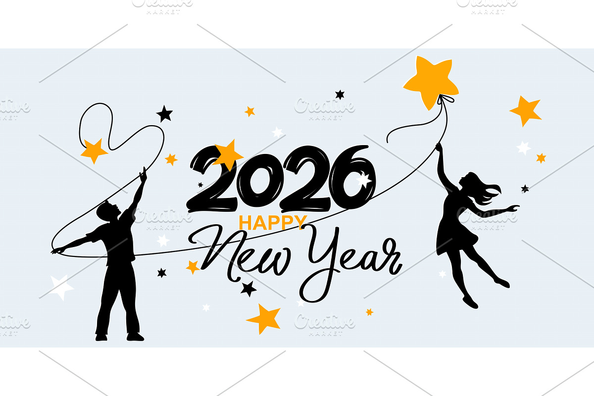 Happy new year 2026 celebration card, a Decorative Illustration by Valenty