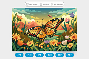 A majestic butterfly fluttering thro