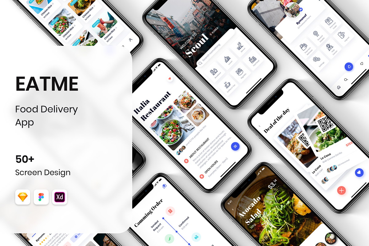 EAT ME - FOOD DELIVERY UI KIT, an UI Kit Template by Bymsmof (Photo 1 of 6)