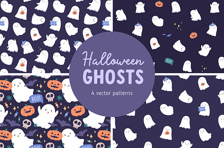 Halloween ghosts seamless patterns, a Pattern Graphic by Good Studio