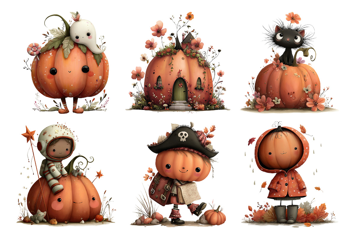 Whimsical Halloween Pumpkin Clipart, a Seasonal Illustration by Daily.Designs (Photo 5 of 5)