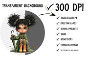 Quirky Grumpy Black Girl Clipart, a Seasonal Illustration by Craft Nest (Thumbnail 2 of 12)