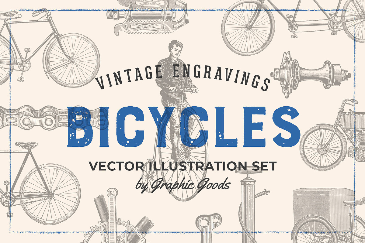 Bicycles - Vintage Illustration Set, an Illustration by Graphic Goods (Photo 1 of 10)