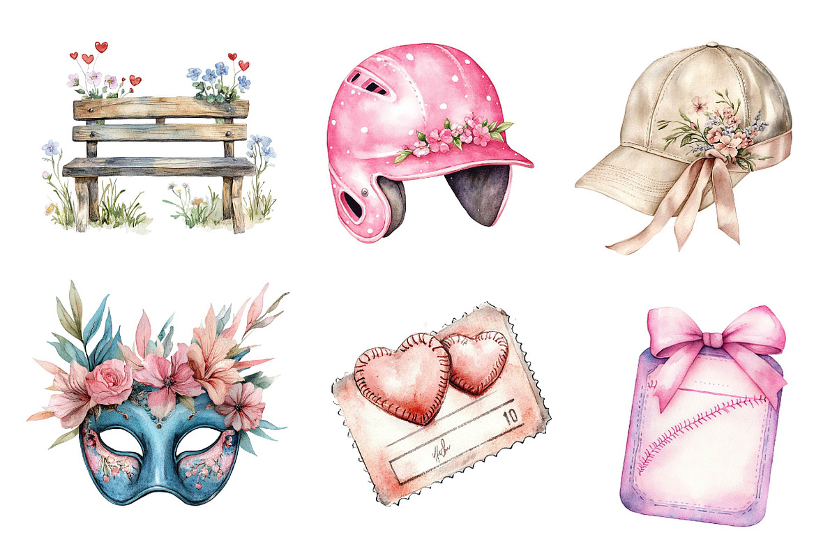 Coquette Baseball Clipart, an Illustration by CreationArt (Photo 3 of 5)